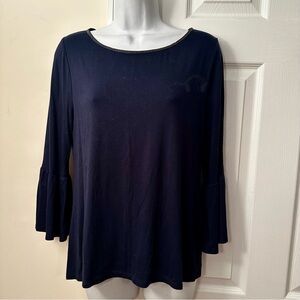 WHBM Navy Women's Bell Sleeve Top S